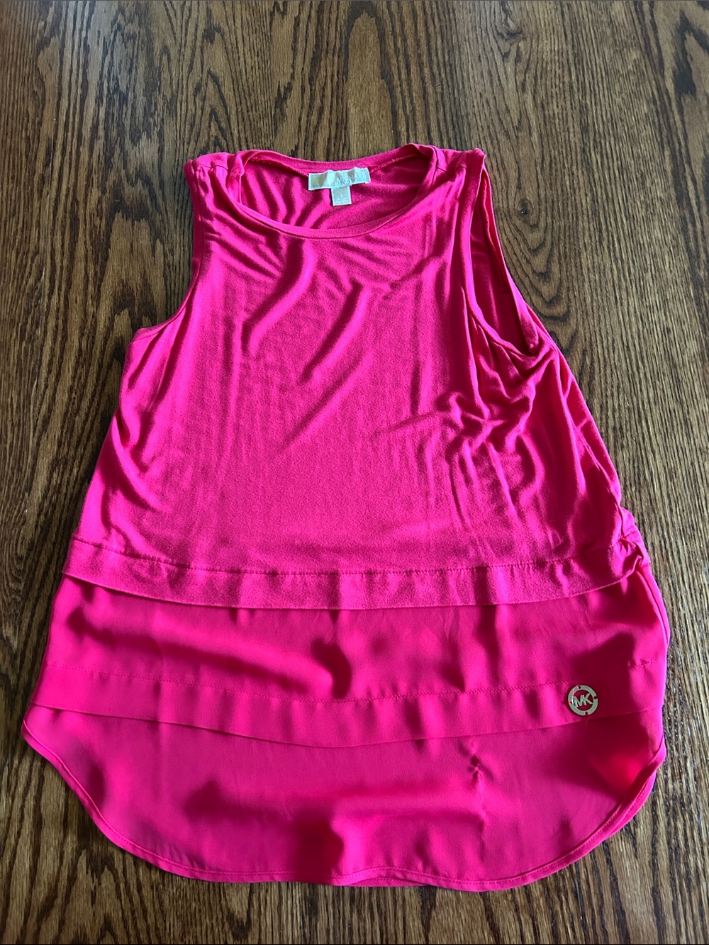 Michael Kors Bright Pink Layered Sleeveless Tank